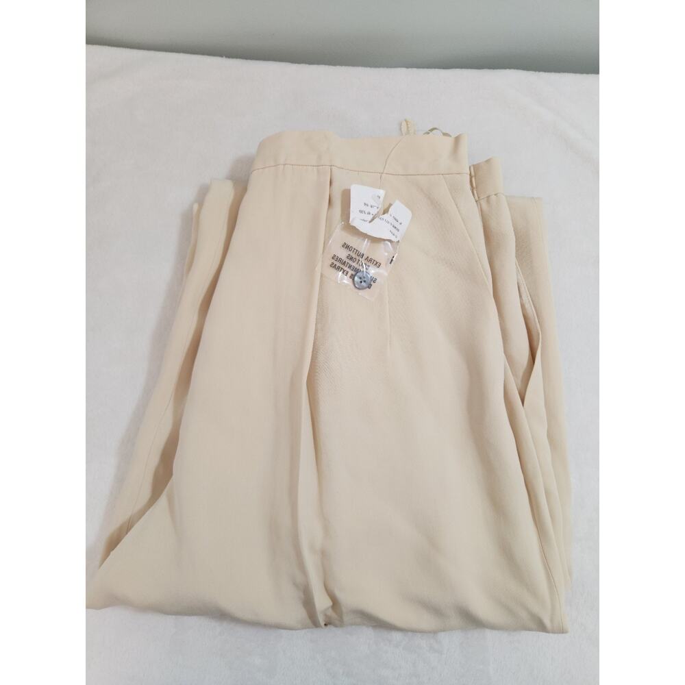 Evan Picone NWT 100% Silk Wide Leg Pants Womens 18W Beige Cream